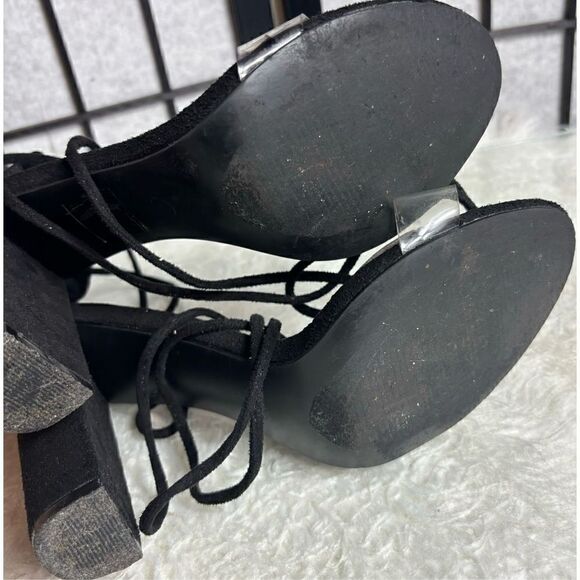 Fashion Nova Black Lace Up Open Toe Heels - Picture 5 of 6